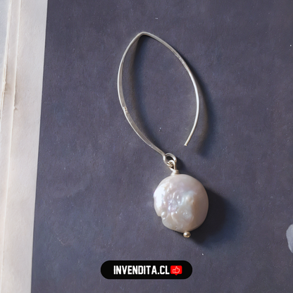 Aros de plata 925 estilo argolla con piedra nácar