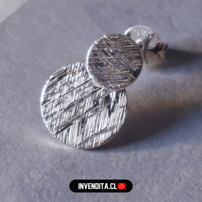 Aros de plata 925 doble placa circular satinadas