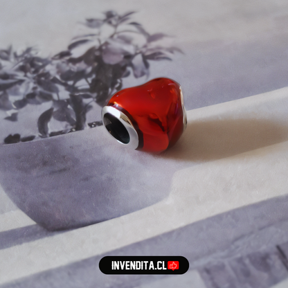 Charm estilo pandora corazón metálico rojo