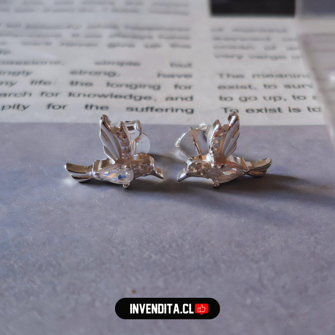 Aros de plata 925 colibrí con circones