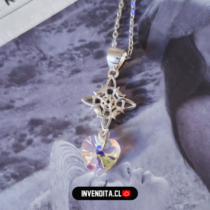 Collar de Plata 925 nudo de brujas con corazón cristal hecho con Swarovski