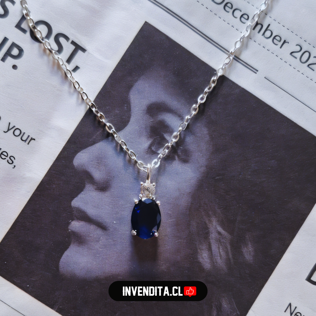 Collar de plata 925 con circón azul