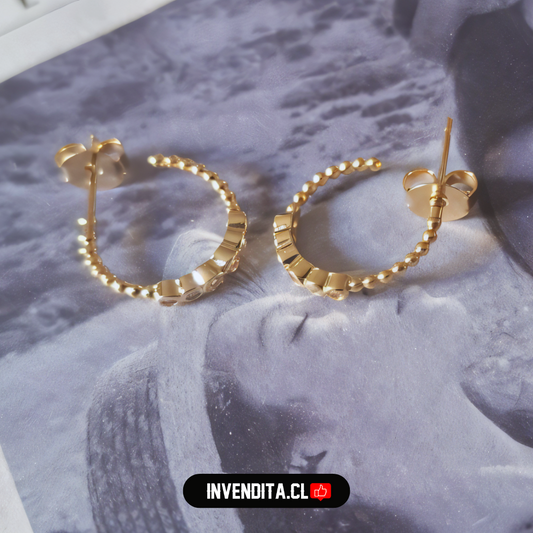 Aros enchapados en oro modelo argollas con serie de circones