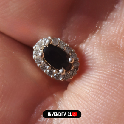 Aros de plata 925 estilo lady circón Ónix