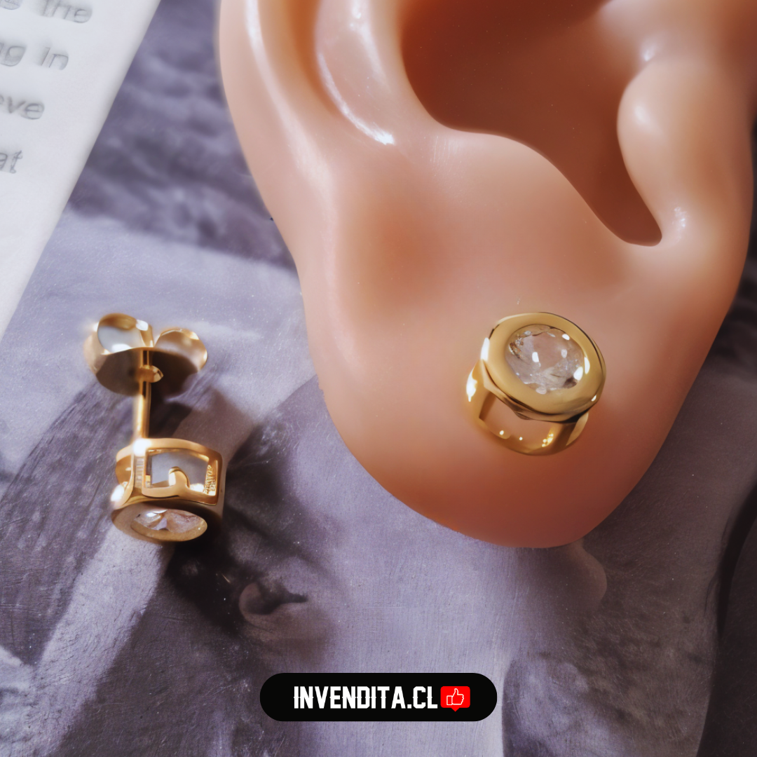 Aros enchapados en oro circón tipo grifa