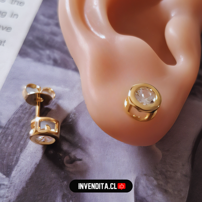 Aros enchapados en oro circón tipo grifa