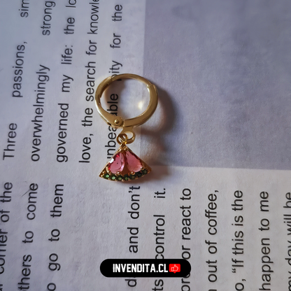Aros enchapados en oro argollas con colgantes de sandía