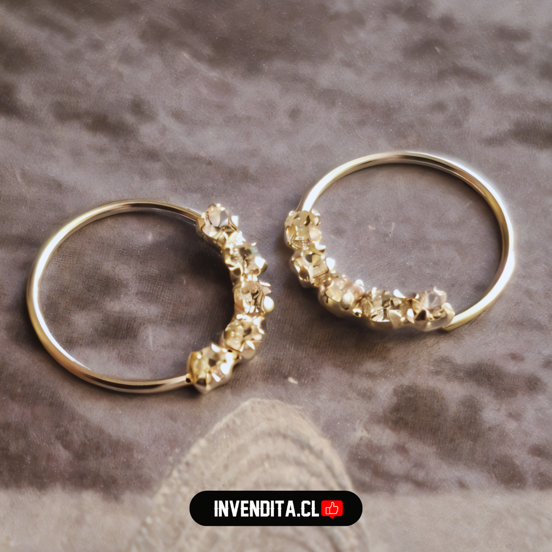 Aros de plata 925 piercing con circones cuadrados