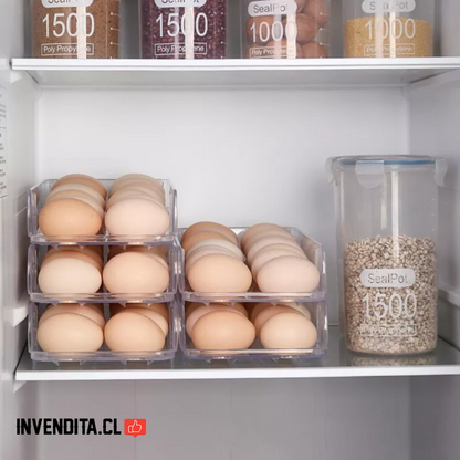 Organizador Huevos 2 Niveles Almacenamiento Bandeja 28 Unds