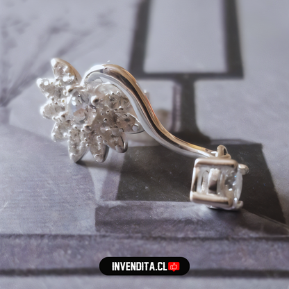 Aros de plata 925 flor Larga con circones