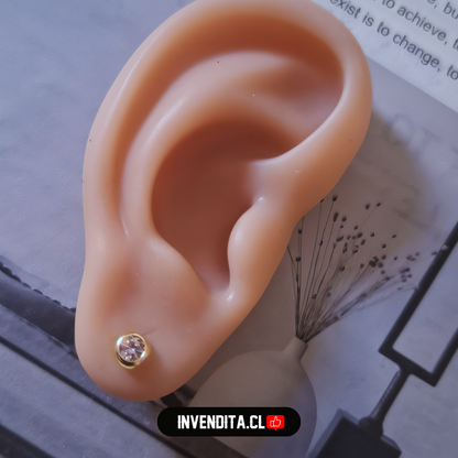 Aros enchapados en oro estilo punto de luz rosa