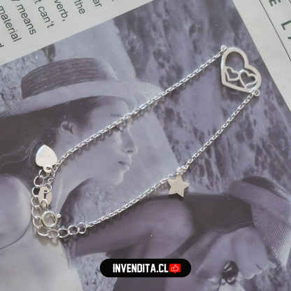 Pulsera de plata 925 figura de corazones