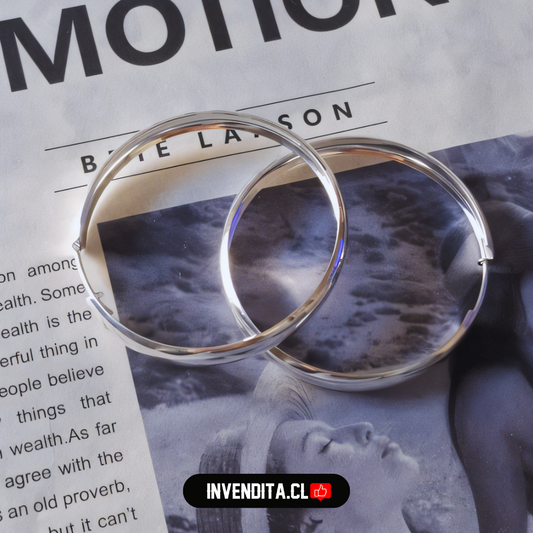 Aros enchapados en plata diseño argollas lisa bordes redondeados