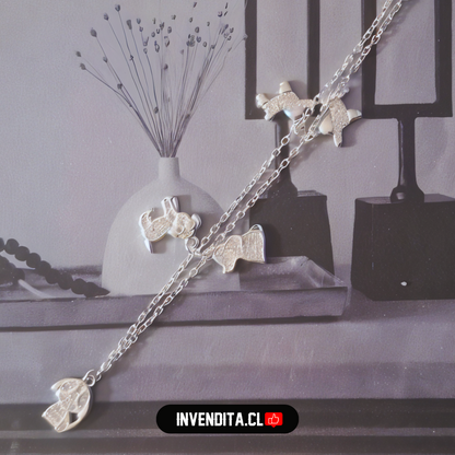 Pulsera de plata 925 diseño perritos con circones