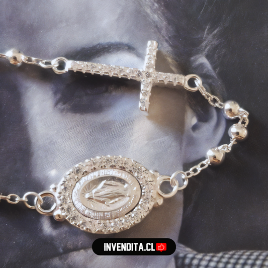 Pulsera de plata 925 estilo Virgen de los rayos milagrosa con Circones