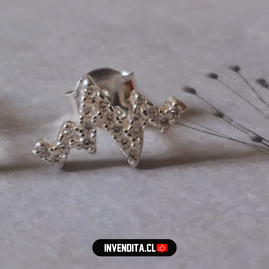 Aros de plata 925 pegado diseño cardiograma micro circón