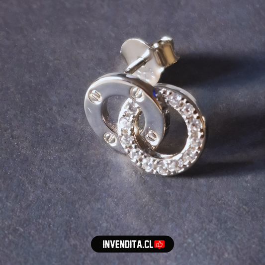 Aros de Plata 925 dos circulos con circones
