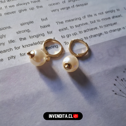 Aros enchapados en oro argollas con perlas de imitación