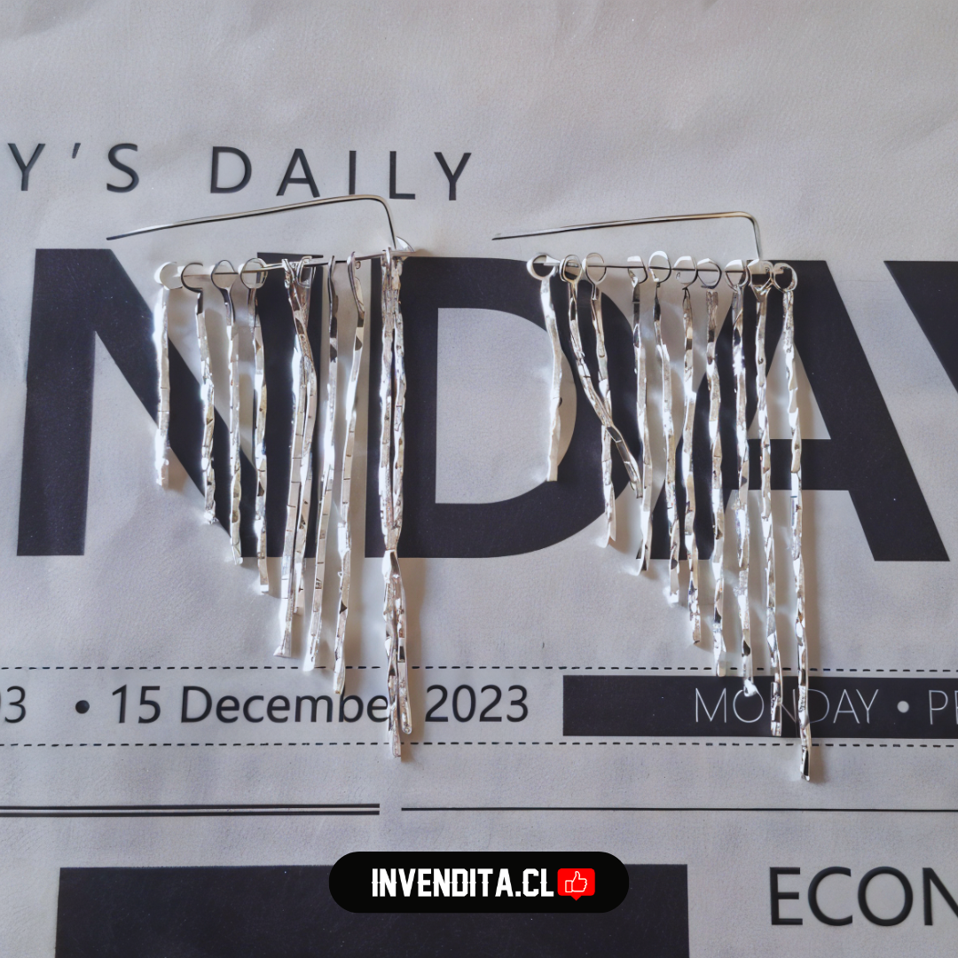 Aro de plata 925 estilo trepador con cadenas de diferentes tamaños