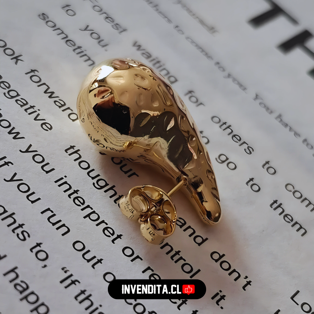 Aros enchapados en oro modelo gota estilo martillada