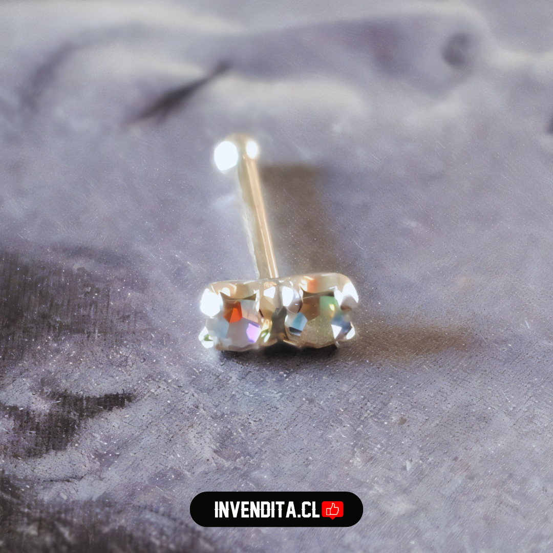 Aros de plata 925 piercing doble cuadrado