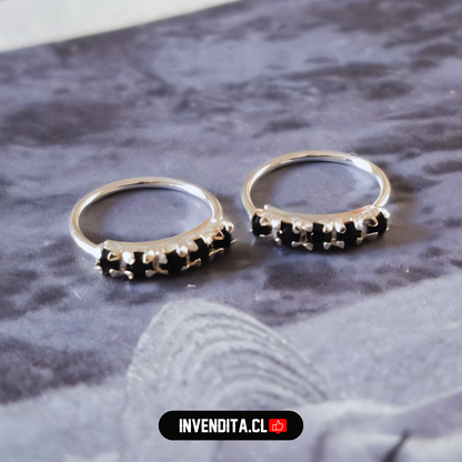 Aros de plata 925 piercing banda circones negros