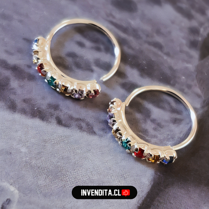 Aros de plata 925 piercing banda circones de colores