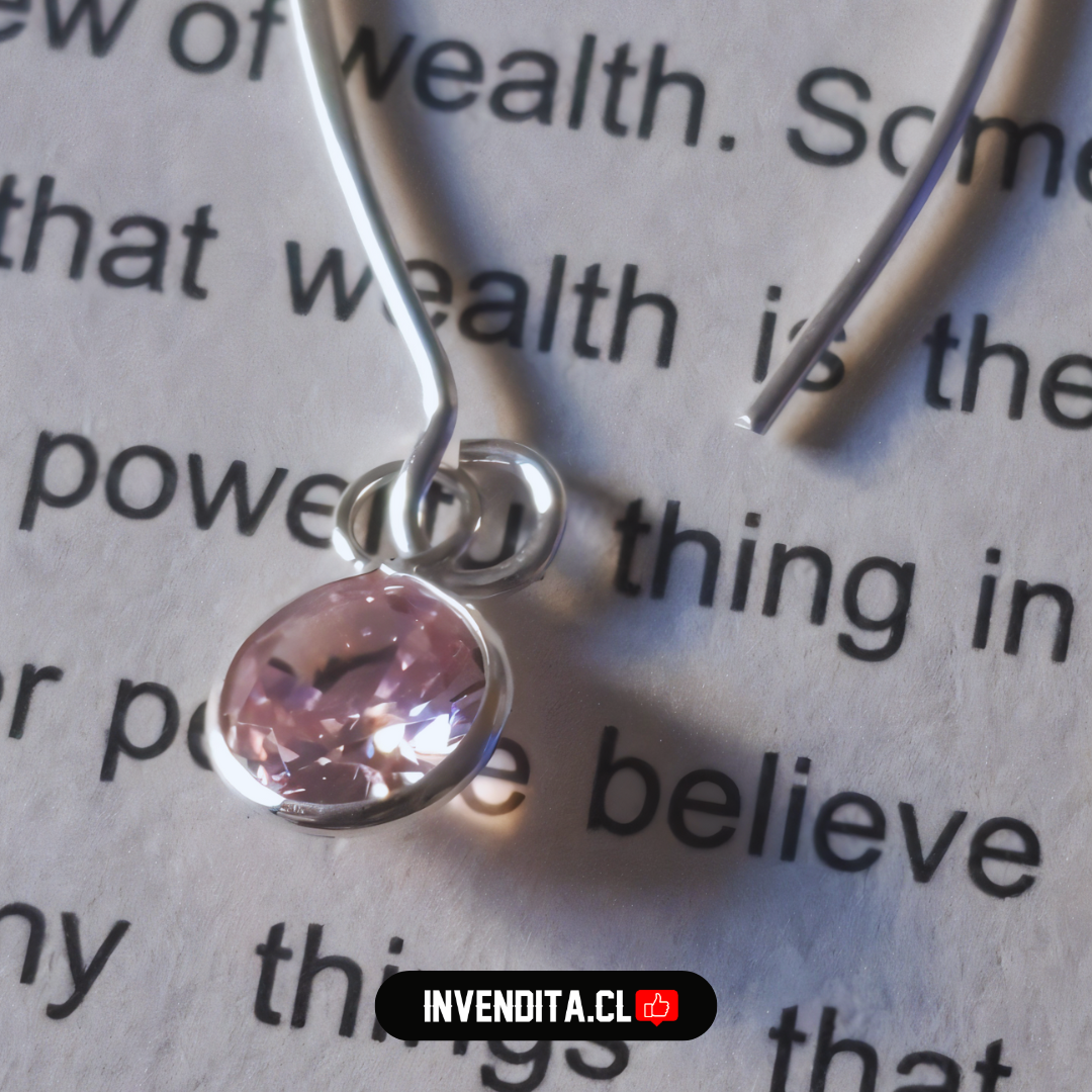 Aros de plata 925 estilo gancho con circón rosa