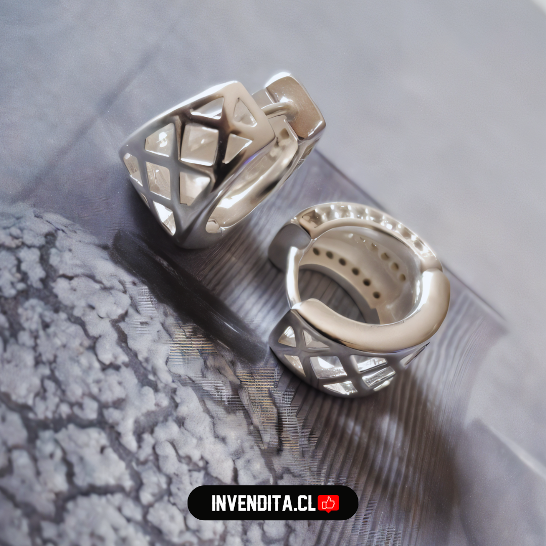 Aros enchapados en plata argollas gruesas con hilera de circones