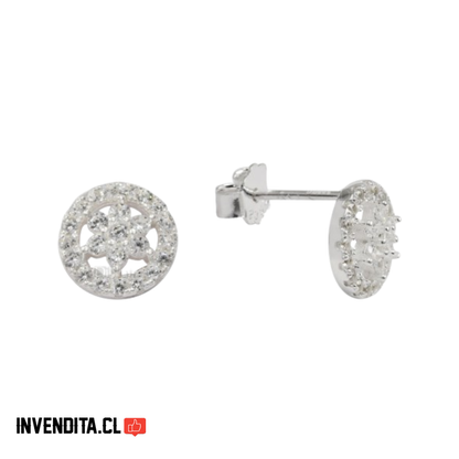 Aro plata 925 redondo centro flor con micro micrones
