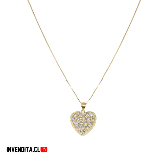 Collar enchapado en oro corazón con circones
