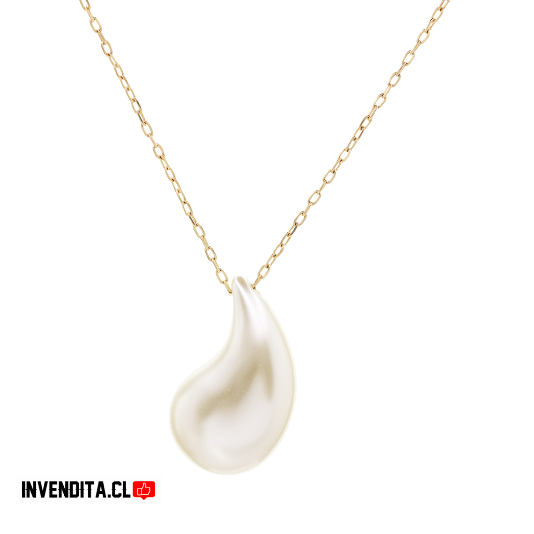 Collar enchapado en oro veneciana con gota de perla