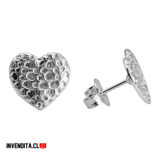 Aros enchapados en plata corazón martillado