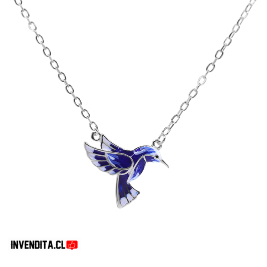 Collar de plata 925 colibrí azul eléctrico
