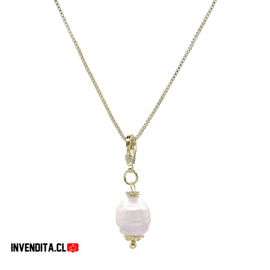 Collar enchapado en oro veneciana con perla de rio