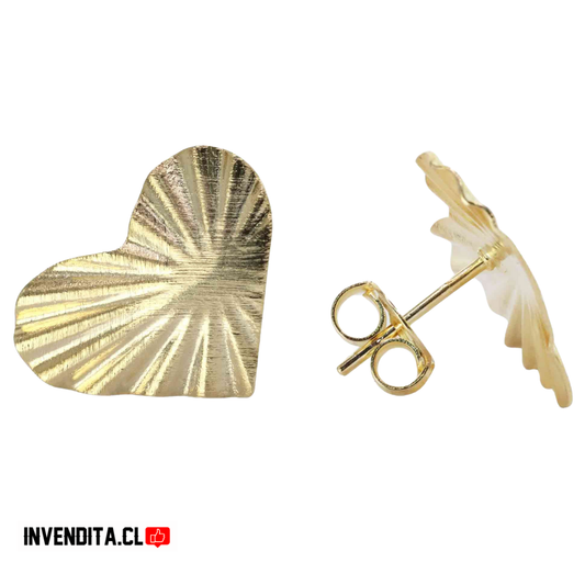 Aros enchapados en oro corazones biselados