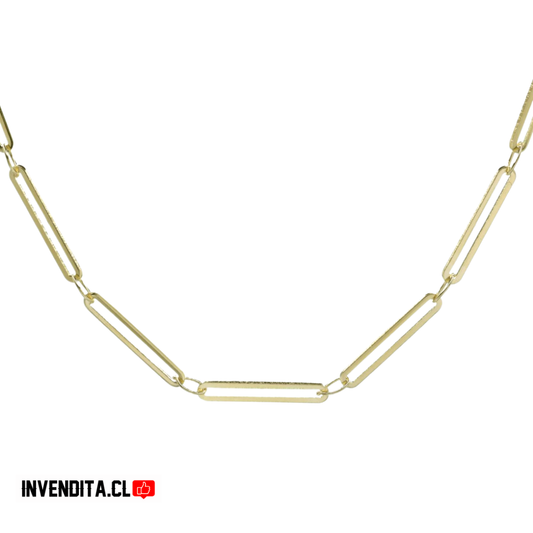 Collar enchapado en oro eslabones ovalados largos