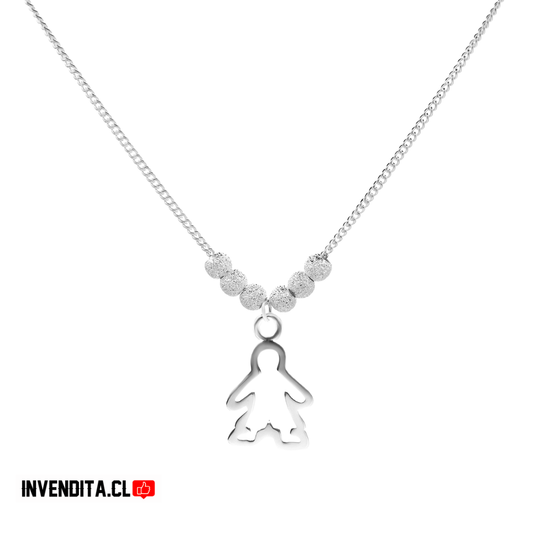 Collar de plata 925 figura niño con esferas satinadas
