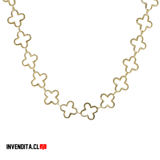 Collar enchapado en oro diseño placas de trébol