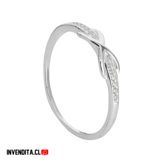 Anillo de plata 925 banda de infinito con circones