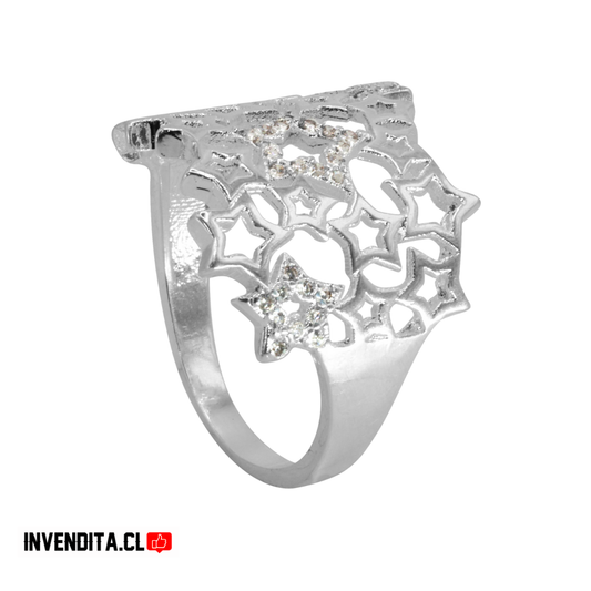 Anillo enchapado en plata lluvia de estrellas