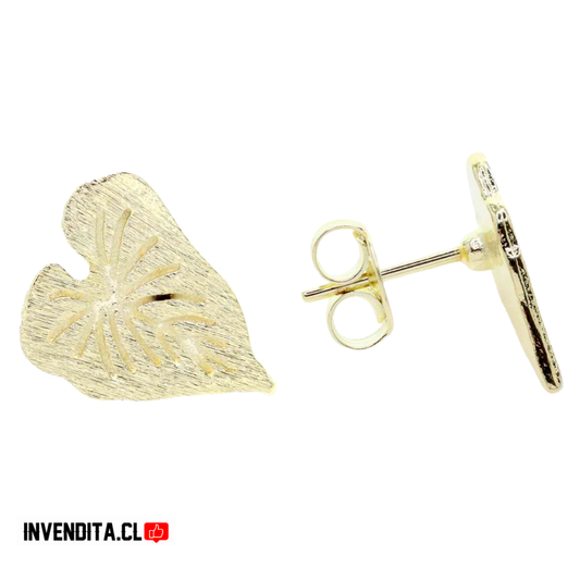 Aros enchapados en oro corazones de hojas