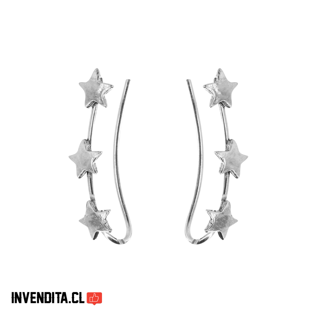 Aros plata 925 tres estrellas