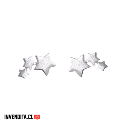 Aros plata 925 tres estrellas juntas