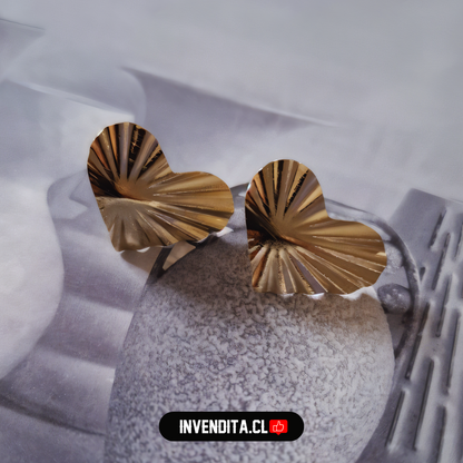 Aros enchapados en oro corazones biselados