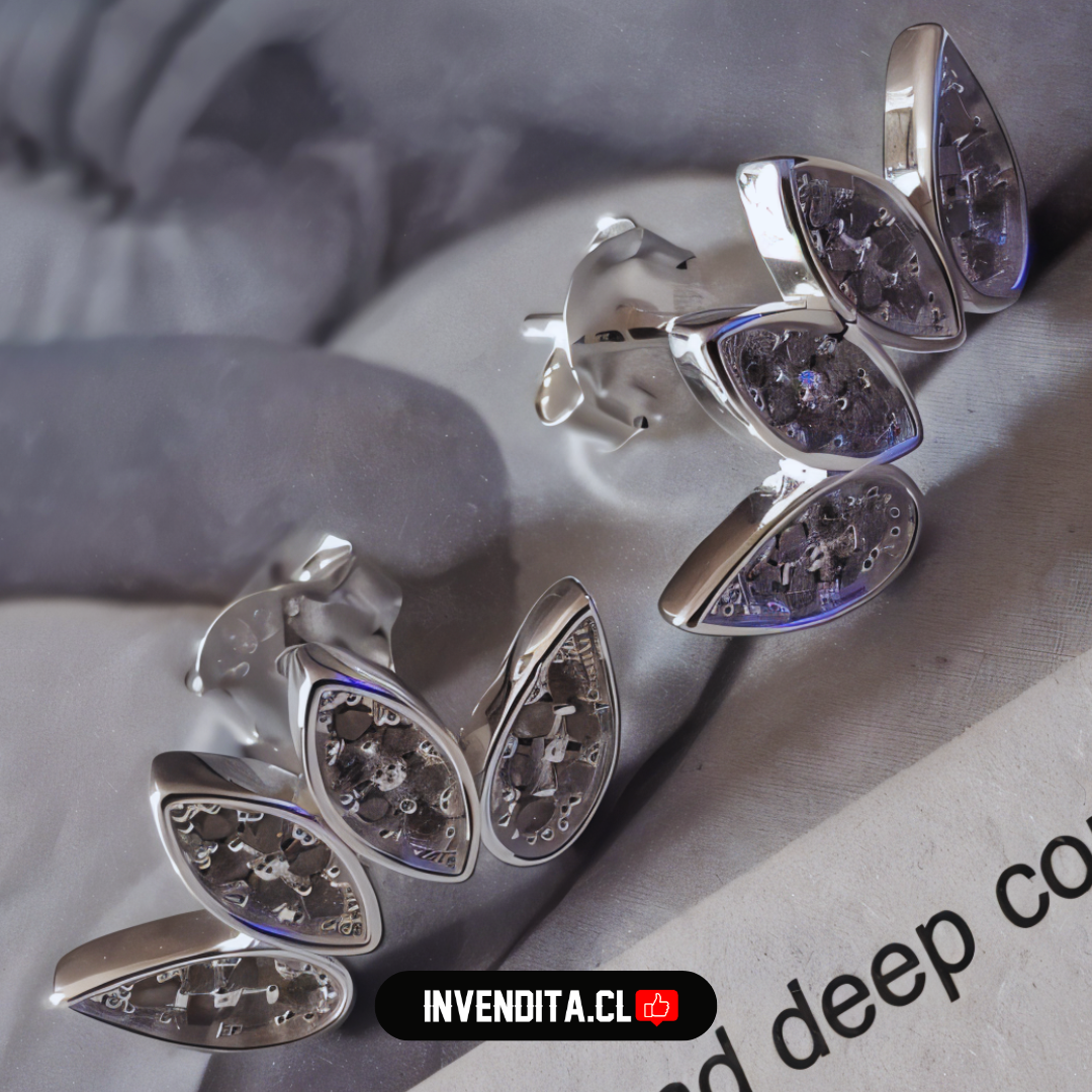 Aros de plata 925 cuatro hojas micro circón