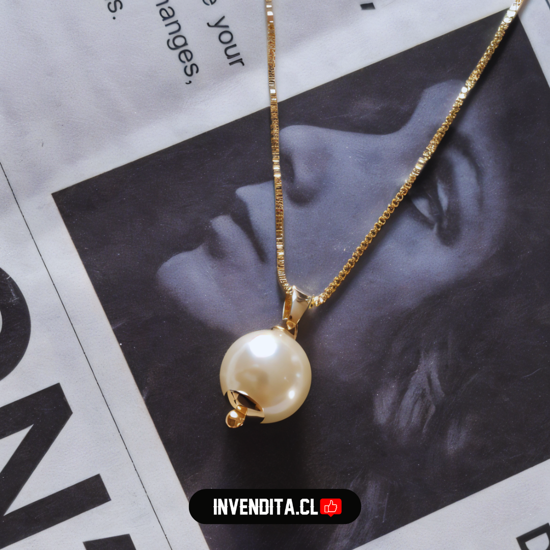 Collar enchapado en oro veneciana con perla de rio