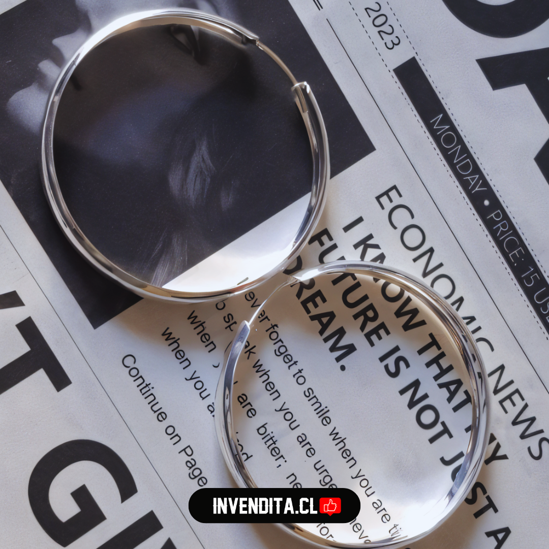 Aros enchapados en plata diseño argollas lisa bordes redondeados