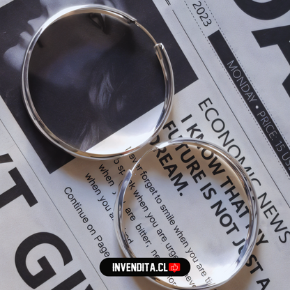 Aros enchapados en plata diseño argollas lisa bordes redondeados