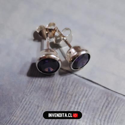 Aros de plata 925 circón morado